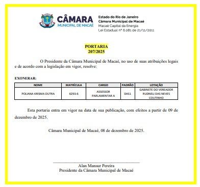 Câmara de Macaé exonera assessora em meio à crise gerada por ação da Polícia Federal